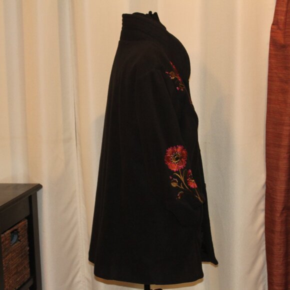 Bob Mackie Vtg 90s Wearable Art Embroidered Fleece Swing COAT  Sz 1X - Picture 3 of 8